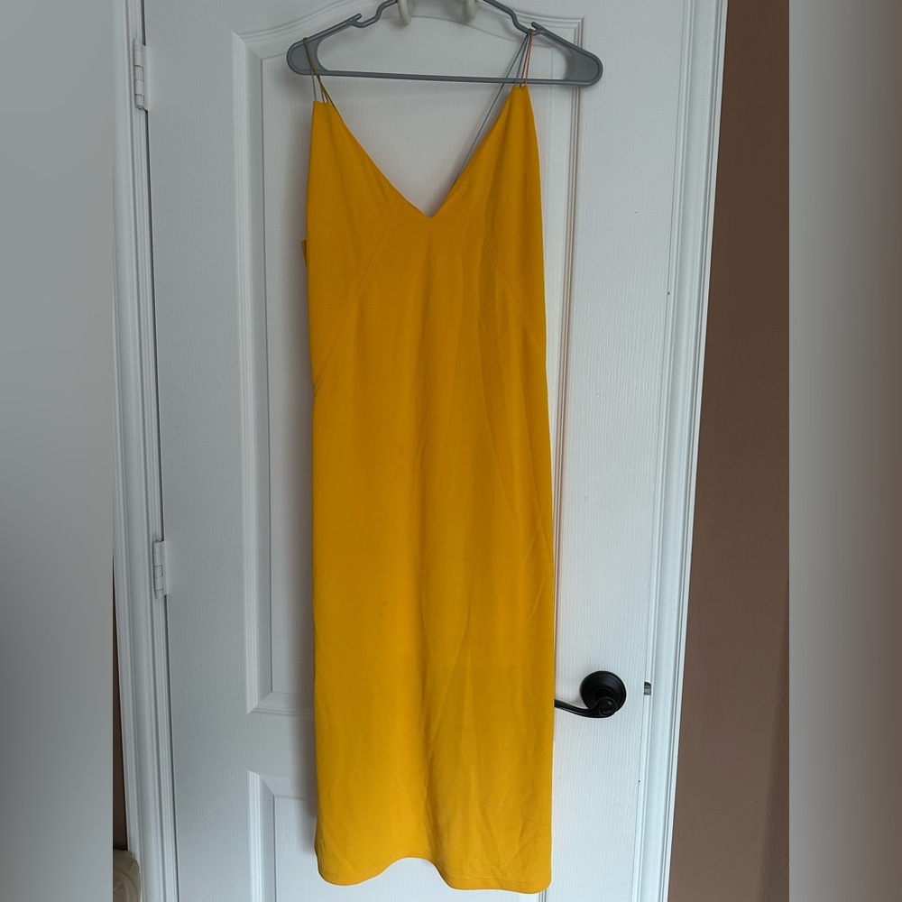 Zara Mustard Yellow Midi Slip Dress – Size M